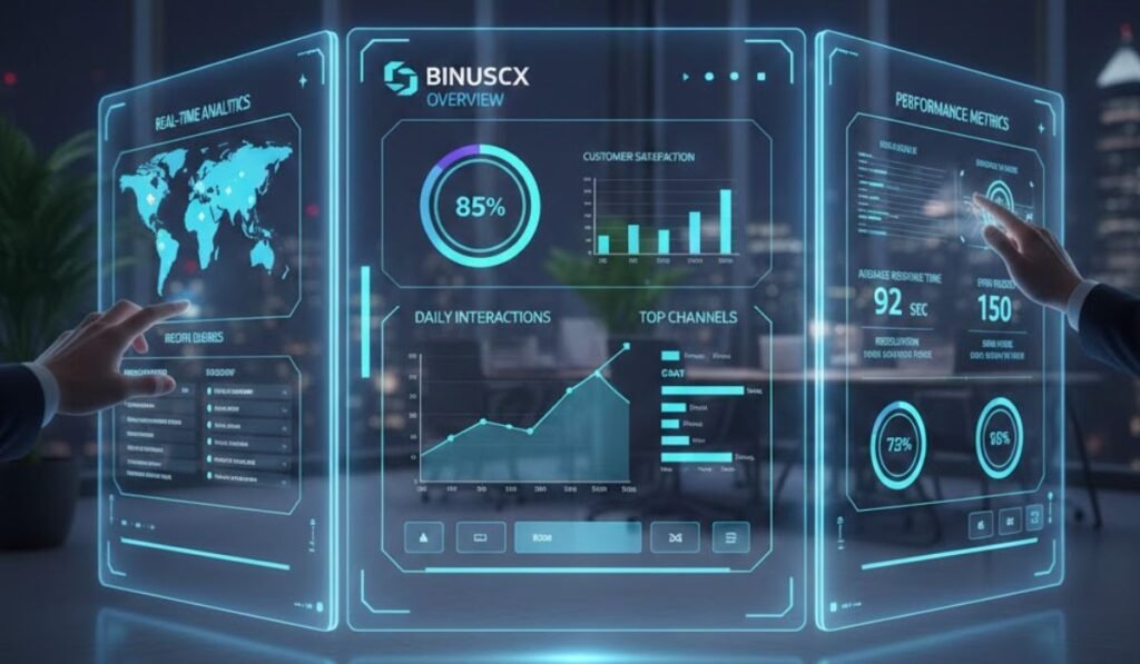 BinusCX login and features dashboard for students in BINUS University digital learning ecosystem.